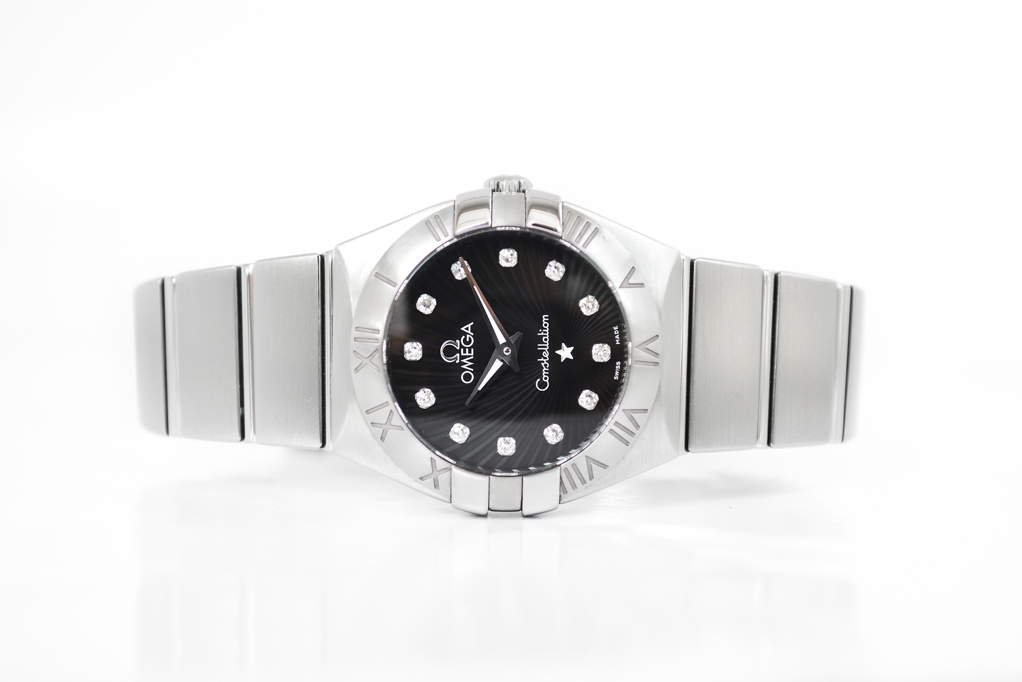 Omega Constellation Lady Size Quartz หน้าดำ หลักเพชร รุ่นใหม่
