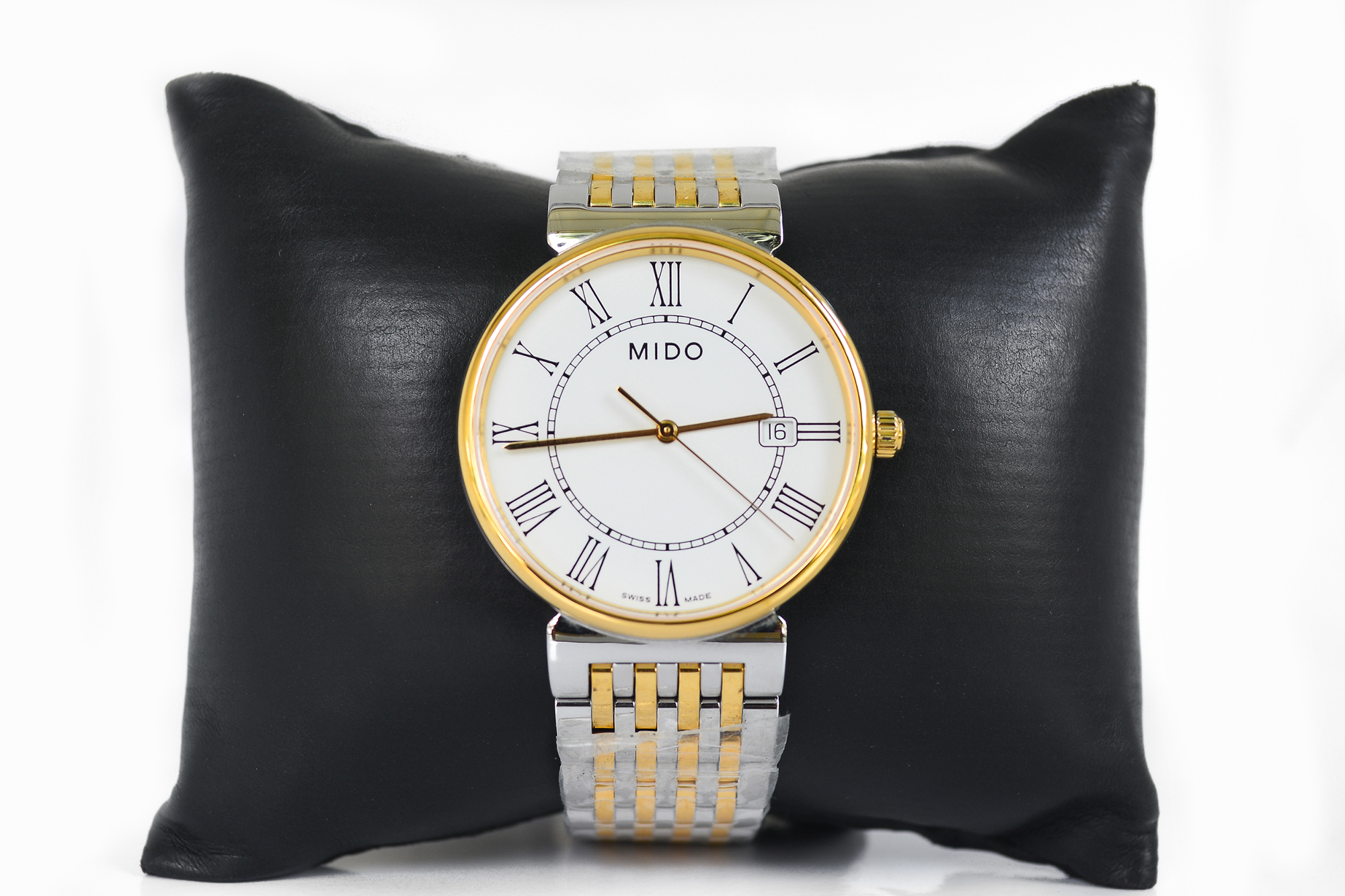 Mido Dorada Quartz สองกษัตริย์ หน้าขาว หลักโรมัน