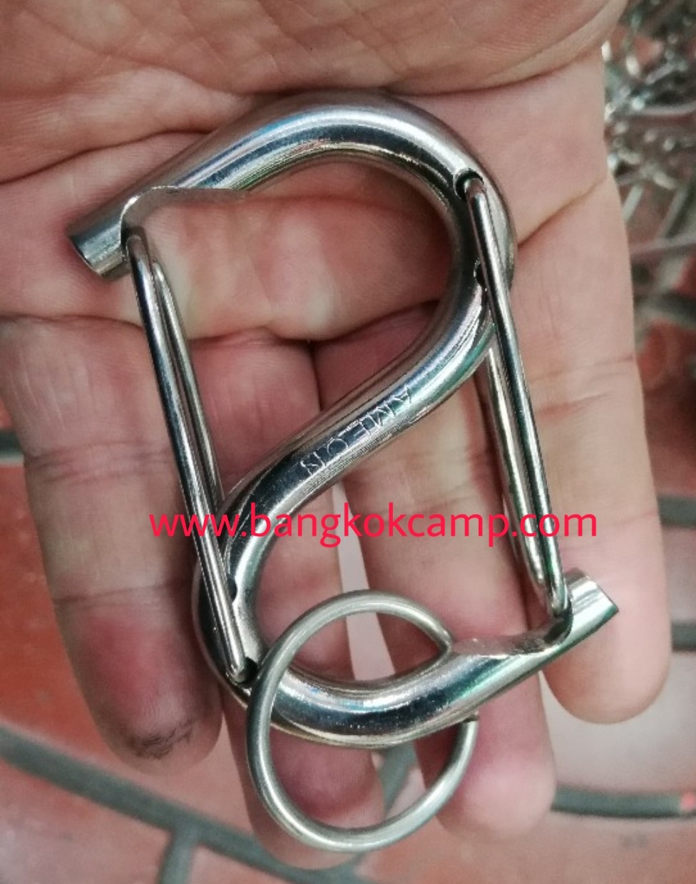 พวงกุญแจ คาราบิเนอร์ Carabiners สแน็ปลิงค์ Snaplink ตะขอเกี่ยว - สแตนเลส (แบบตัวเอส​-S) 3นิ้ว (2อัน)