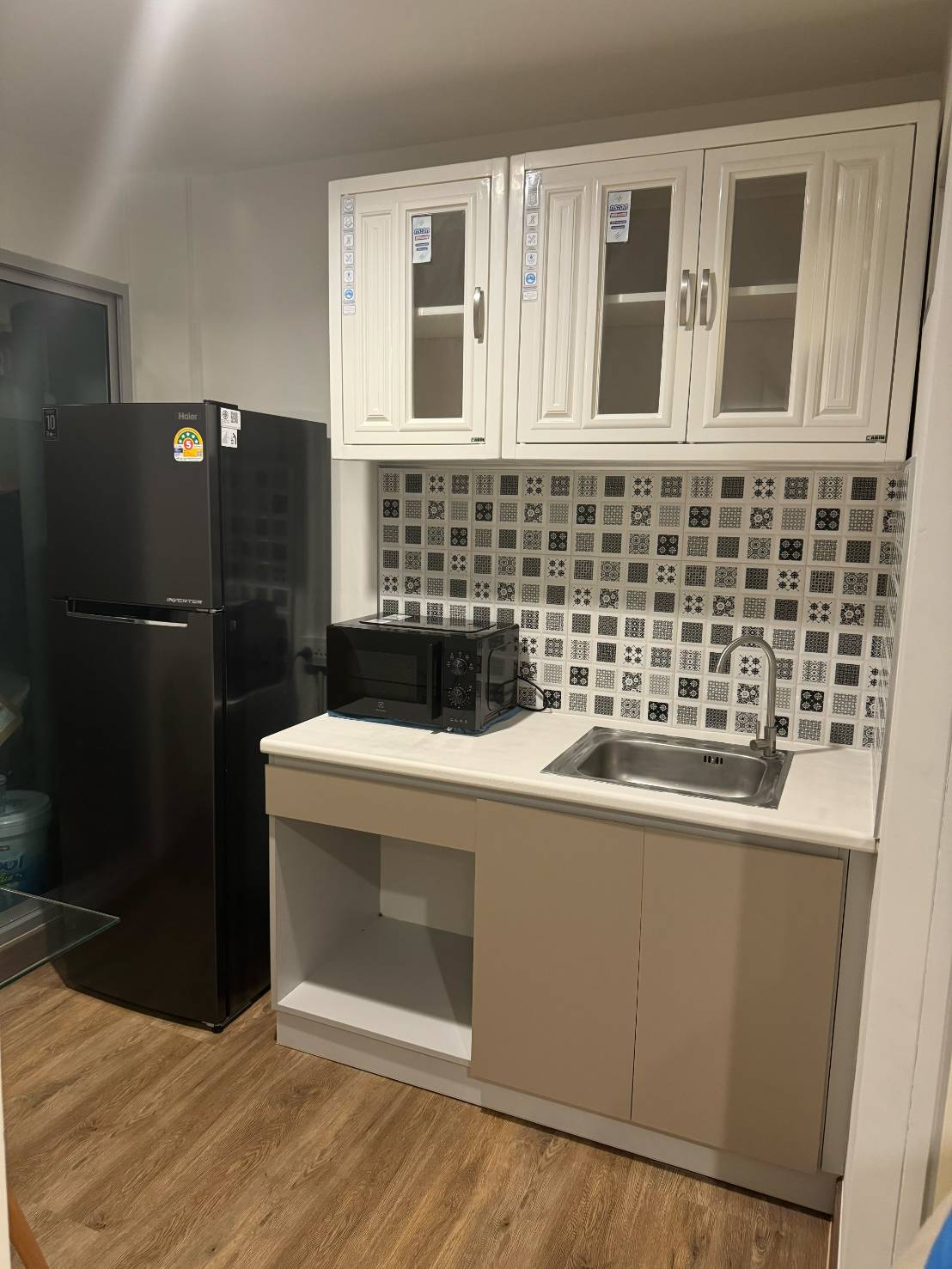 ให้เช่า dcondo Rattanathibet (ดีคอนโด รัตนาธิเบศร์) ก่อนถึงรถไฟฟ้าสถานีไทรม้า สตูดิโอ ขนาด 28.84 ตร.ม. ชั้น 6 ตึกB ทิศเหนือ