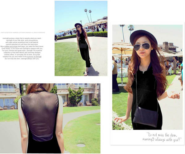 maxidress-ชุดเดรสยาว ใส่เที่ยว ทำงาน สีดำ แขนกุด ผ้า Cotton ด้านหลังแต่งตาข่าย กระโปรงพริ้ว ใส่ออกงานได้ เซ็กซี่ Asia Street Fashion