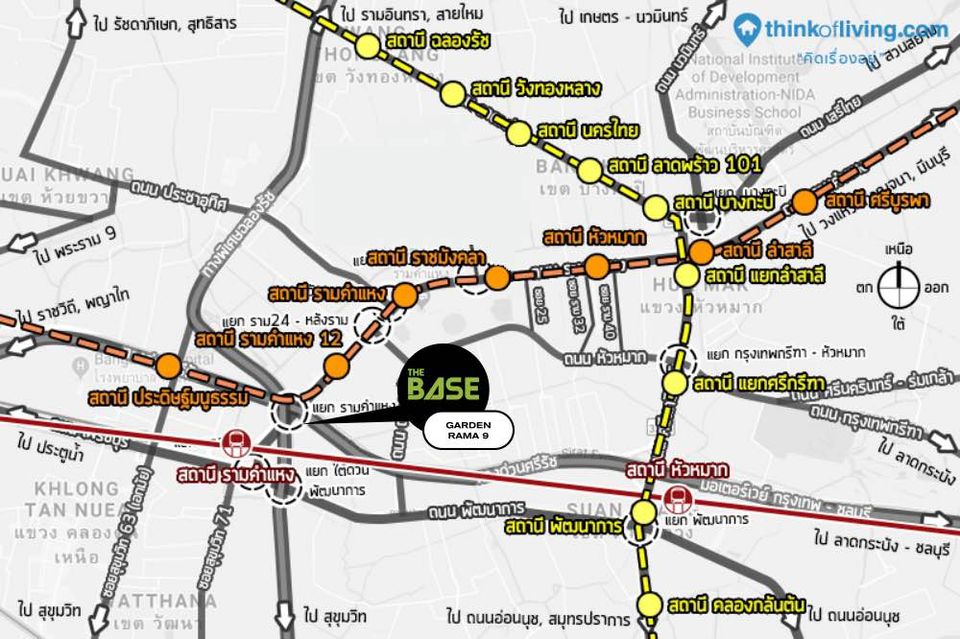 ให้เช่าคอนโดThe Base Garden Rama 9 (เดอะ เบส การ์เดน พระราม 9) 1 ห้องนอน ขนาด 27 ตร.ม. ชั้น12