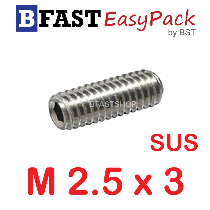 สกรูตัวหนอนสแตนเลส SUS M2.5 x 3 (5 ตัว/ถุง)