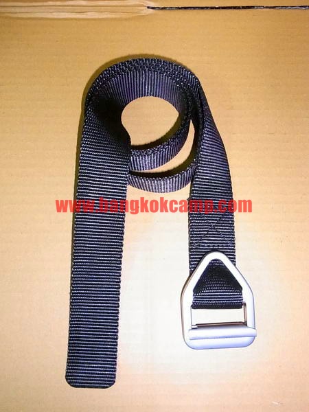 เข็มขัด หัวโลหะขาว สีดำ