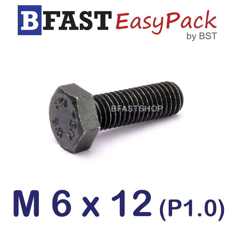 สกรูมิลดำ M 6 x 12 (15 ตัว/ถุง) *เกลียวตลอด*