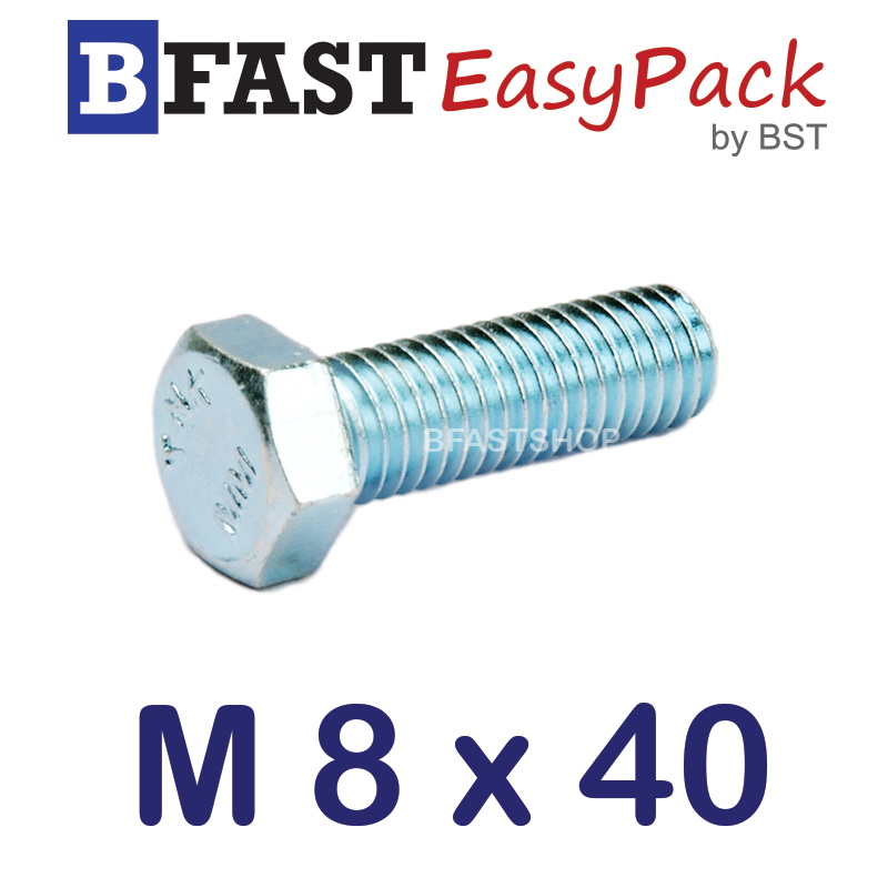 สกรูมิลขาว M 8 x 40 (8 ตัว/ถุง) *เกลียวตลอด*