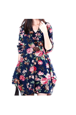 Lovaru Casual Long Sleeve Grid Shop Fashion Dresses Online (Red)