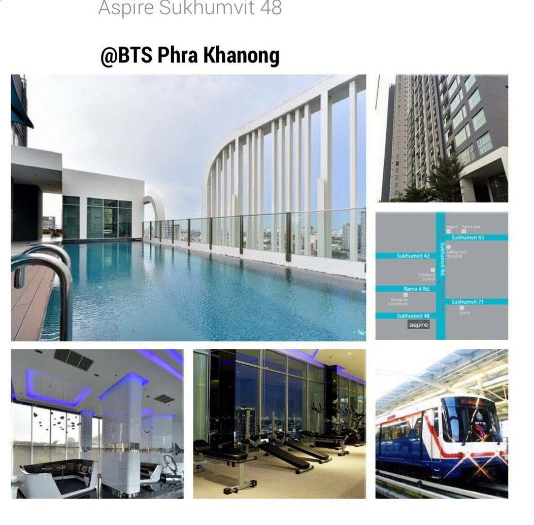 ขาย / ให้เช่าคอนโด แอสปาย สุขุมวิท 48 Aspire Sukhumvit 48 แบบ 1 ห้องนอน 1 ห้องน้ำ เ