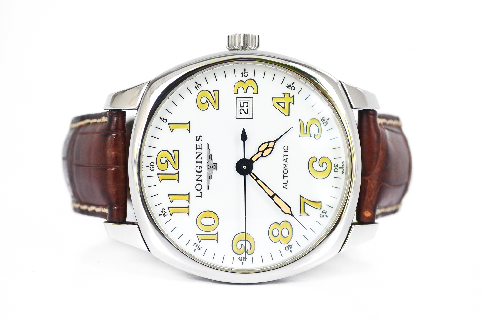Longines Spirit Automatic หน้าขาว สายหนัง