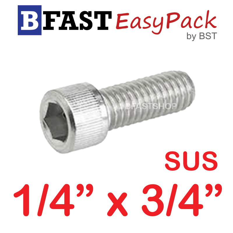 สกรูหัวจมสแตนเลส SUS 1/4" x 3/4" (4 ตัว/ถุง)