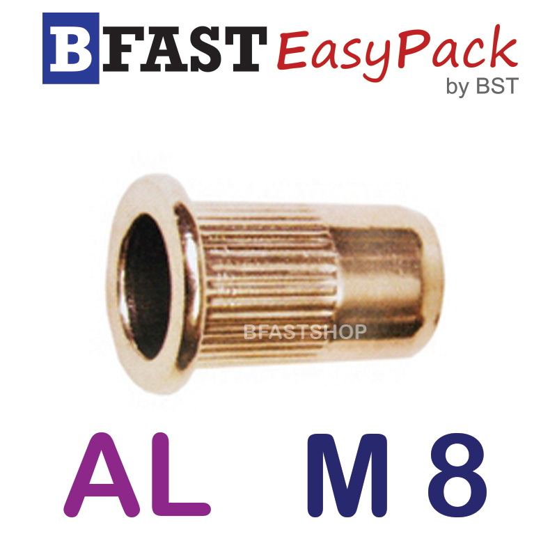 รีเวทนัท หัวแบนคอลาย AL M8 (2 ตัว/ถุง)