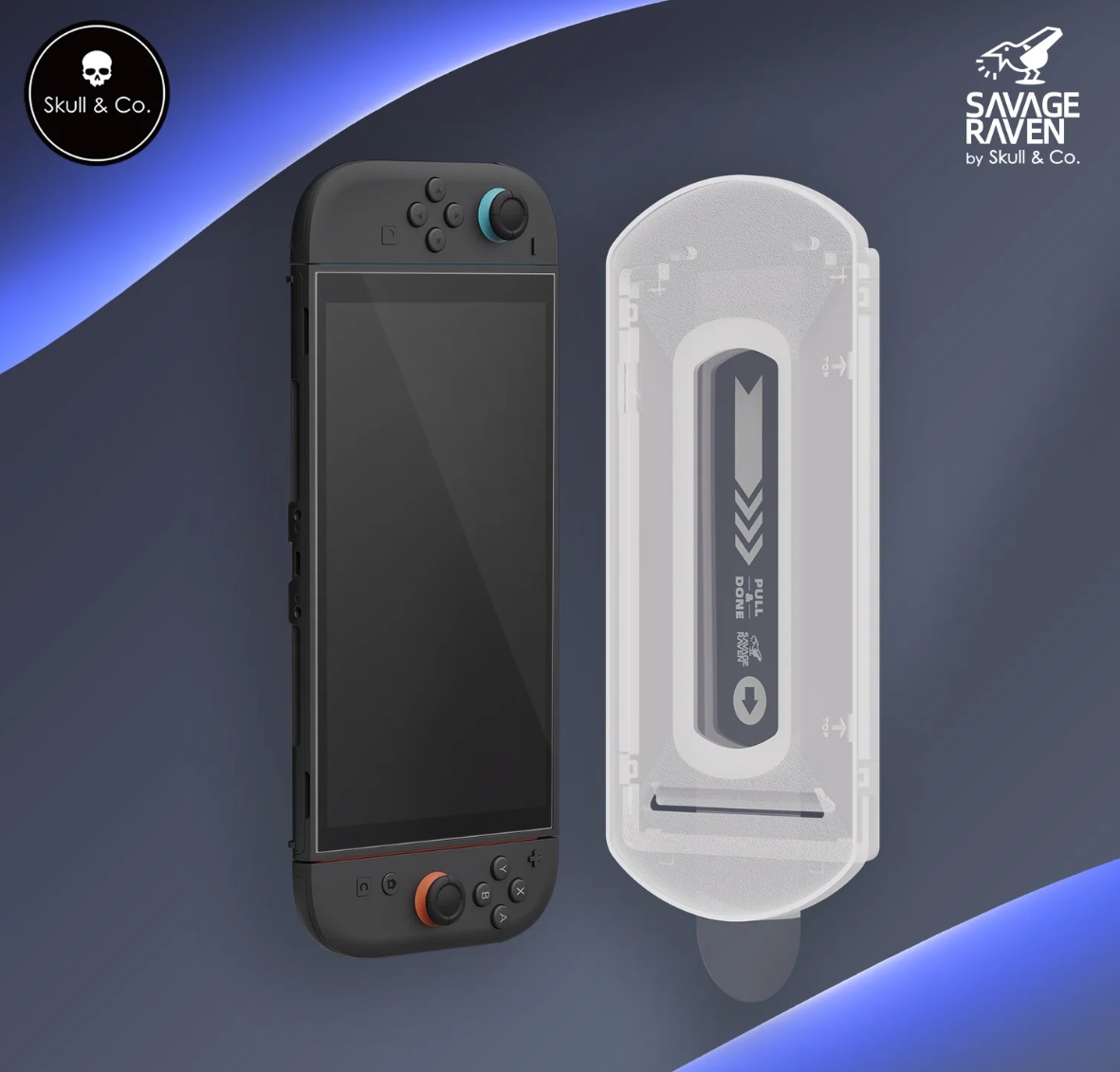 Savage Raven by Skull & Co. Tempered Glass with EZ-Install KIT for Switch 2(2 Pack) (รุ่นปี 2025)