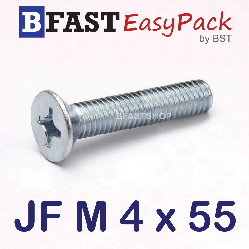 สกรูมิลสี่แฉก JF M 4 x 55 (20 ตัว/ถุง)