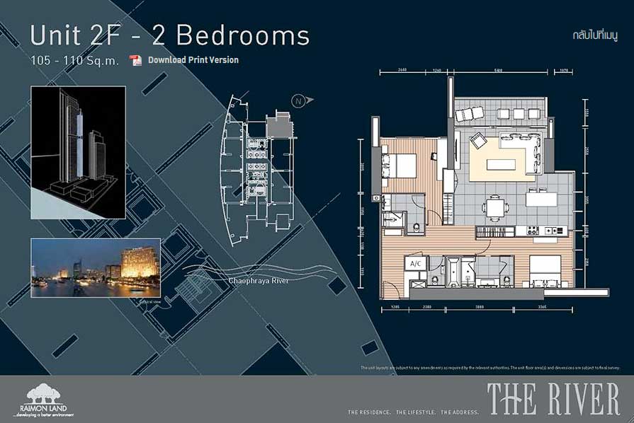รหัสทรัพย์ 02026 ขาย คอนโด เดอะ ริเวอร์ เจริญนคร THE RIVER (ขายพร้อมผู้เช่า ) ห้อง 2 ห้องนอน 2 ห้องน้ำ พื้นที่ 109.78 sqm