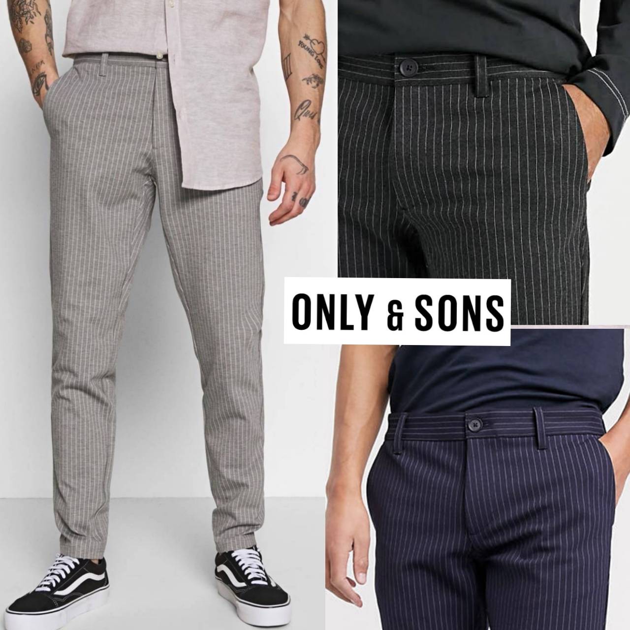 Only & Sons pinstripe stretch smart trouser