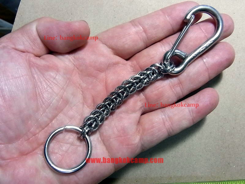 พวงกุญแจ+สร้อยงานถักมือ คาราบิเนอร์ Carabiner สแน็ปลิงค์ Snaplink -สแตนเลส (แบบที่2)