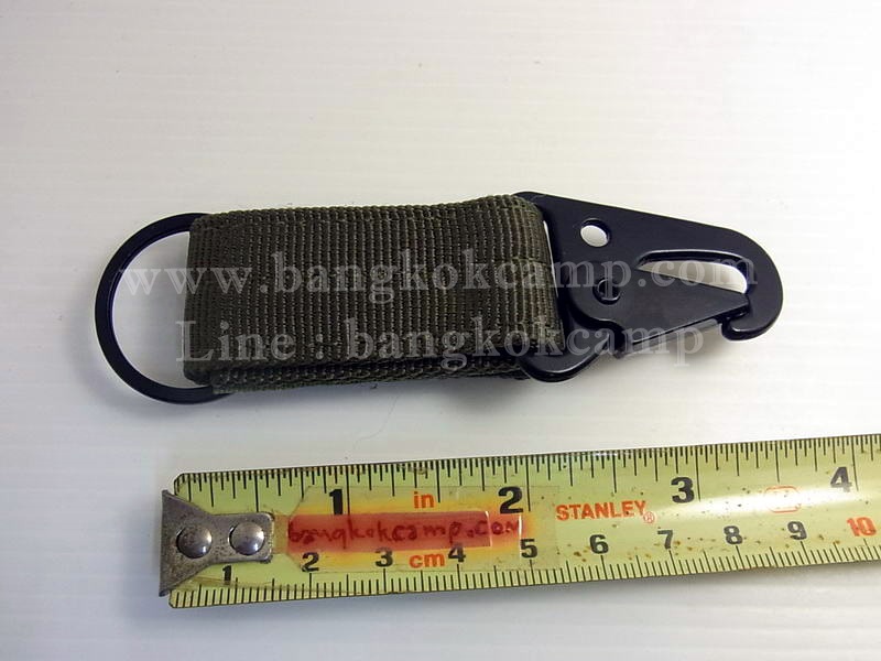 พวงกุญแจ ผ้าคอดูร่า คาราบิเนอร์ Carabiners สแน็ปลิงค์ Snaplink ตะขอเกี่ยว - ห่วงถอดได้ เหน็บเข็มขัดได้ (แบบ1-สีเขียว)