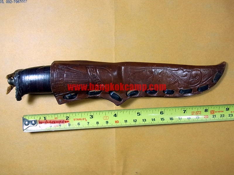 มีดใบตายนอร์เวย์ ด้ามหนังอัด ปลอกหนังแท้ตอกลาย