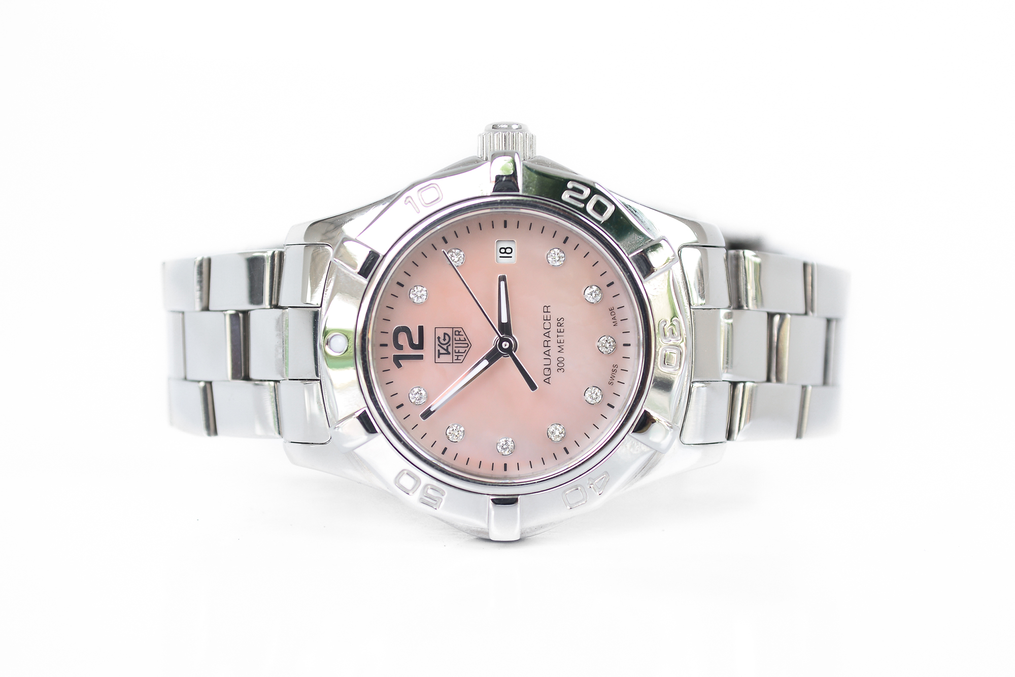 Tag Heuer Aquaracer Lady Size Quartz หน้ามุกชมพู หลักเพชร