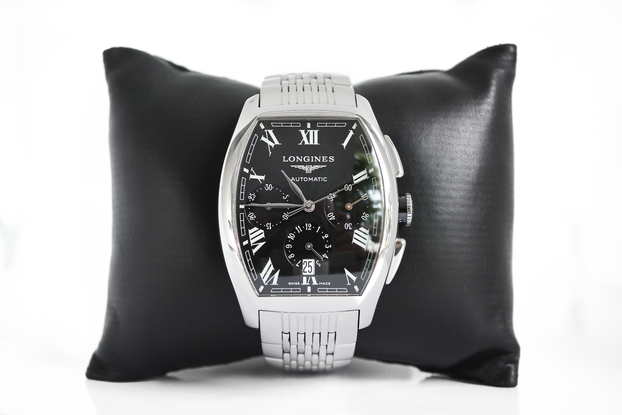 Longines Evidenza Automatic Chronograph ถังเบียร์ เลขโรมัน