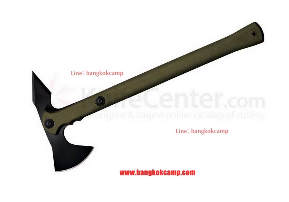 ขวาน ColdSteel Trench Hawk Drop Forged Combat Tomahawk 19" Overall, OD Green, Secure-Ex Sheath (สีเขียว)