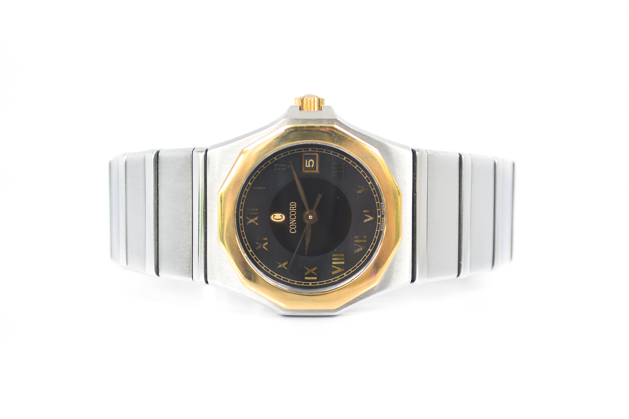 Concord Mariner 2tone 18K Lady Size Quartz หน้าดำ