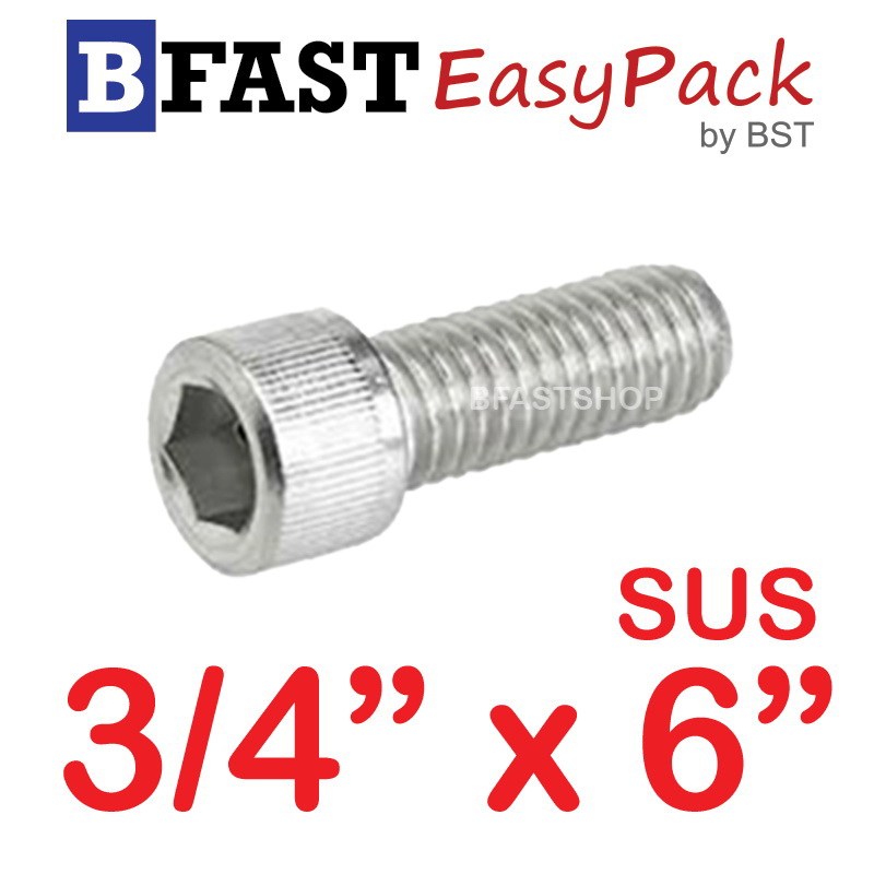 สกรูหัวจมสแตนเลส SUS 3/4" x 6" (1 ตัว/ถุง)