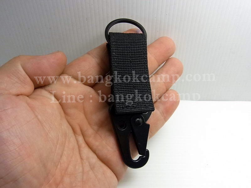 พวงกุญแจ ผ้าคอดูร่า คาราบิเนอร์ Carabiners สแน็ปลิงค์ Snaplink ตะขอเกี่ยว - ห่วงถอดได้ เหน็บเข็มขัดได้ (แบบ1-สีดำ)