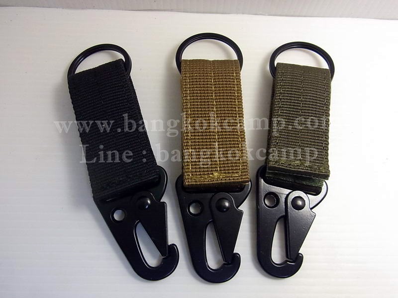 พวงกุญแจ ผ้าคอดูร่า คาราบิเนอร์ Carabiners สแน็ปลิงค์ Snaplink ตะขอเกี่ยว - ห่วงถอดได้ เหน็บเข็มขัดได้ (แบบ1-สีดำ)