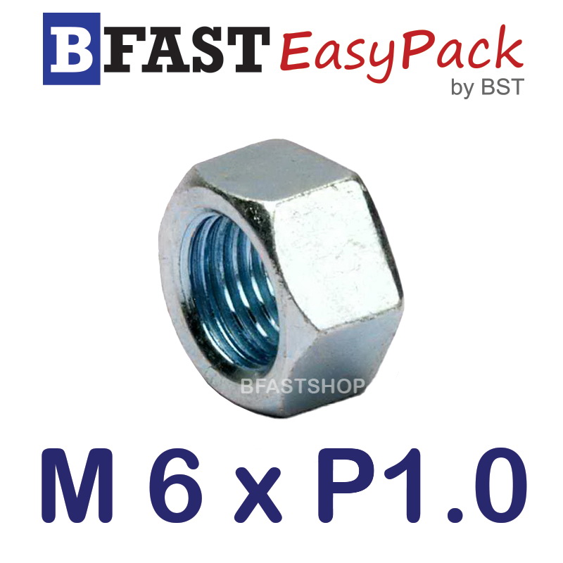 หัวน็อตมิลขาว M6 x P1.0 ขอบ 10 mm. หนา 5 mm. (20 ตัว/ถุง)