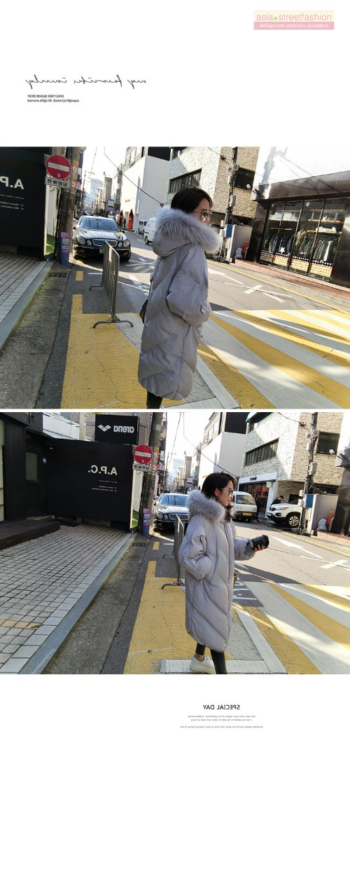 เสื้อกันหนาวฮู้ดดี้ ทรงยาว แต่งเฟอร์หนาฟู เทา งานเกรดดีเหมือนแบบ อุ่นมาก หิมะก็เอาอยู่ (ถอดขนถอดฮู้ดได้)