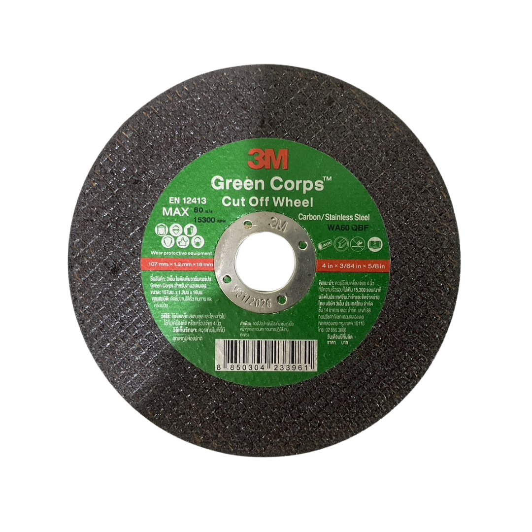 3M ใบตัด Green Corps 4" บาง 1.2 มม ใบตัดเหล็ก ใบสแตนเลส 1 กล่อง 50 ใบ