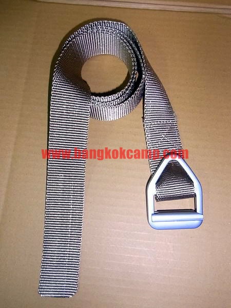 เข็มขัด หัวโลหะขาว สีทราย