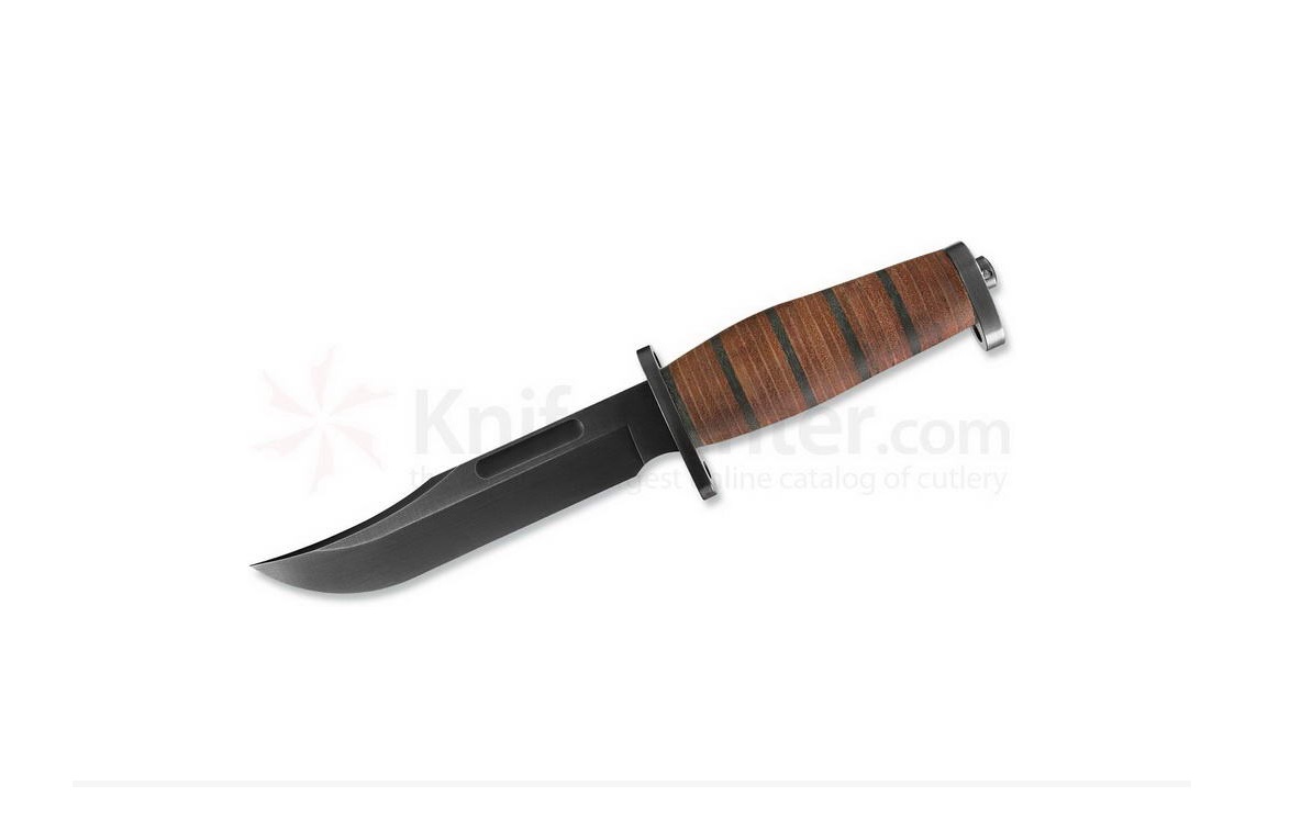 มีดใบตาย Buck 117 Brahma Fixed " Blade, Stacked Leather Handles