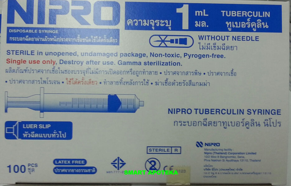กระบอกฉีดยา Nipro ขนาด 1 cc 100 ชิ้น (1 กล่อง)