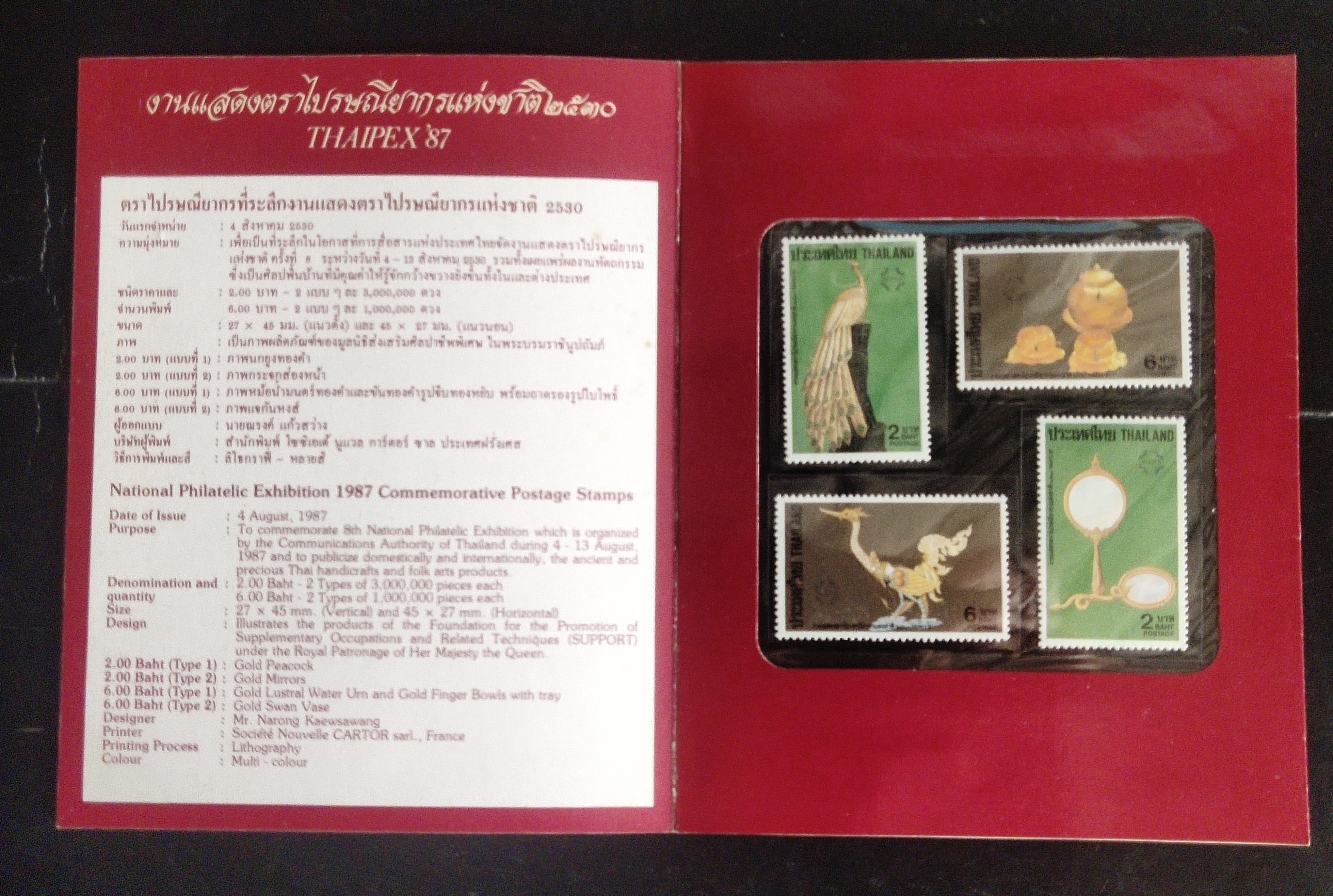 ชุดงานแสดงตราไปรษณียากรแห่งชาติ ปี 2530 นกยูง