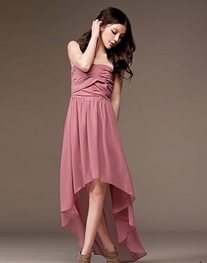 maxi dress ชุดเดรสยาว แฟชั่น ใส่ไปงานแต่งงาน เกาะอก ผ้าชีฟอง สีชมพู ใส่ออกงาน น่ารัก สวยๆ Asia Street Fashion
