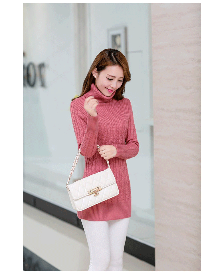 fashion เสื้อไหมพรมคอเต่า สเวตเตอร์ สีชมพู ใส่เที่ยว ทำงาน น่ารักๆ