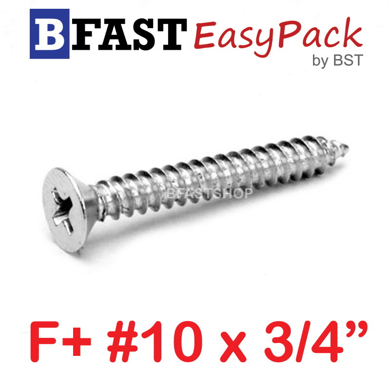 สกรูเกลียวสแตนเลส F+ SUS # 10 X 3/4" (15 ตัว/ถุง)
