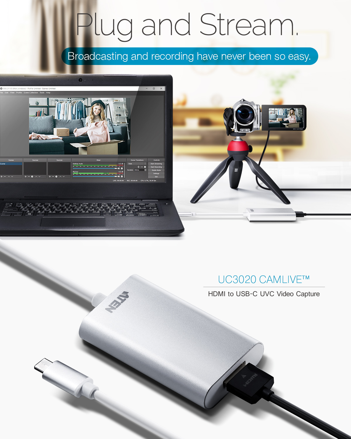 ATEN UC3020 HDMI to USB-C UVC Video Capture
