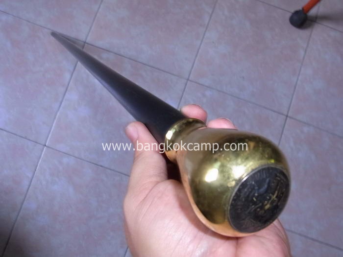 ไม้ตะพด (แบบที่ 18) หัวทรงแจกันใหญ่ ทองเหลือง ช้าง3เศียร ช้างเอราวัณ