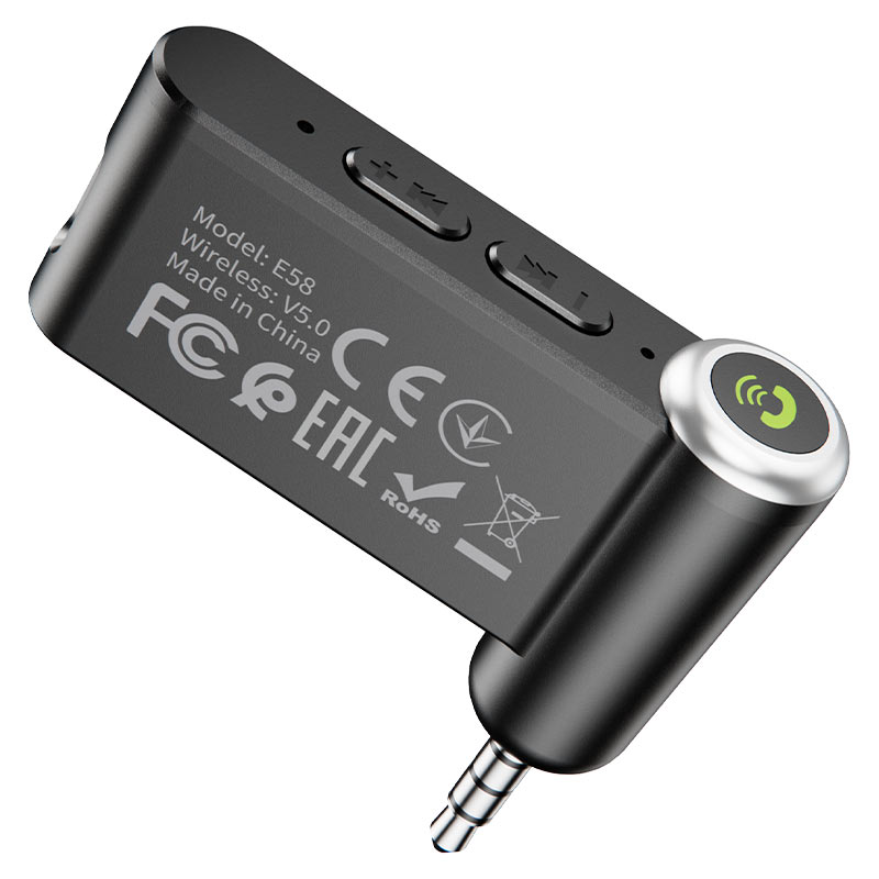 Hoco E58 IN-Car Aux Wireless Receiver - ตัวรับสัญญาณบลูทูธ บลูทูธติดรถยนต์ สำหรับรถที่ไม่มีระบบบลูทูธ