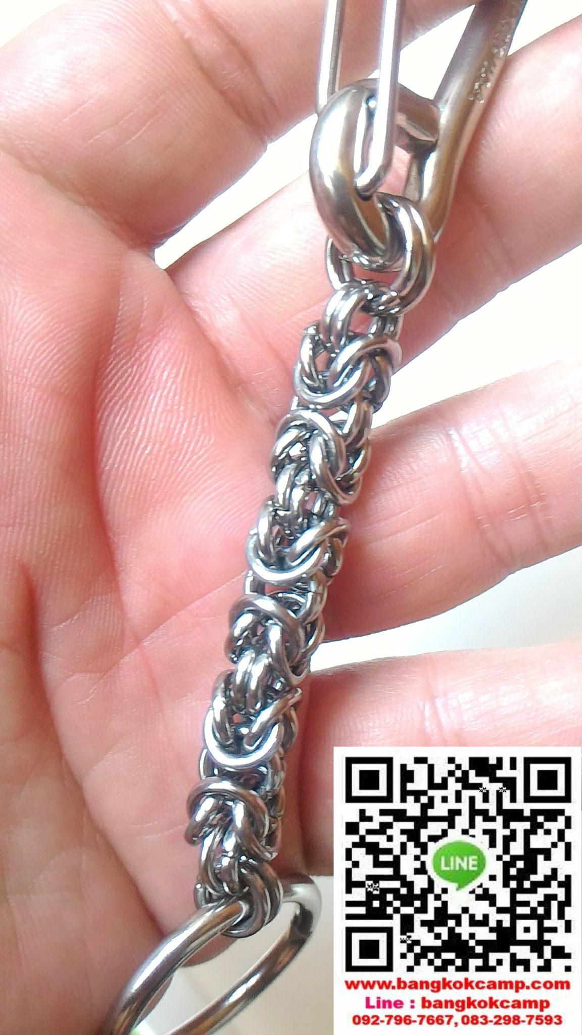 พวงกุญแจ+สร้อยงานถักมือ คาราบิเนอร์ Carabiner สแน็ปลิงค์ Snaplink -สแตนเลส (แบบที่1)