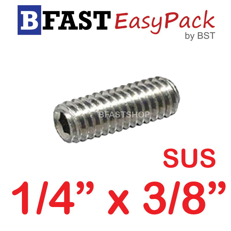 สกรูตัวหนอนสแตนเลส SUS 1/4 x 3/8 (12 ตัว/ถุง)
