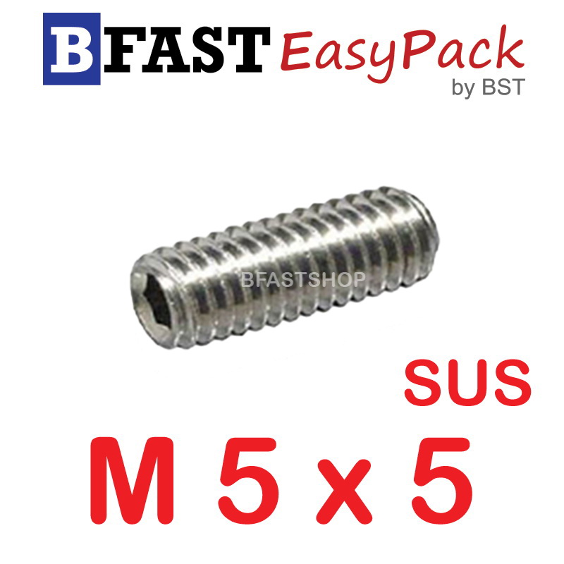 สกรูตัวหนอนสแตนเลส SUS M5 x 5 (15 ตัว/ถุง)