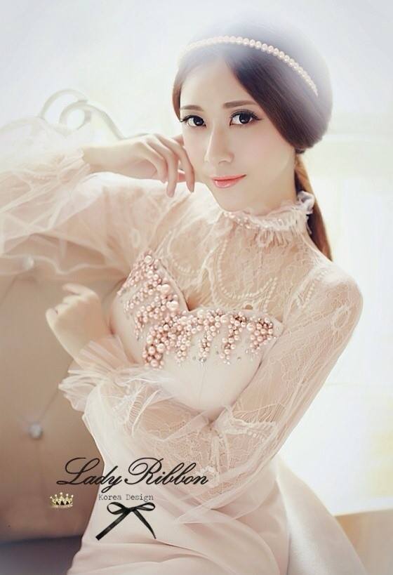Lady Ribbon\'s Made Lady Sweet Pearly, Lace Gala Mini dress มินิเดรสสุดหรู แต่งมุก-เพชรสีชมพู