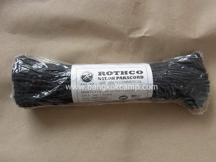 เชือกพาราคอด ROTHCO PARACORD 550lb 7Strand....Made in USA​ (สีดำ)​