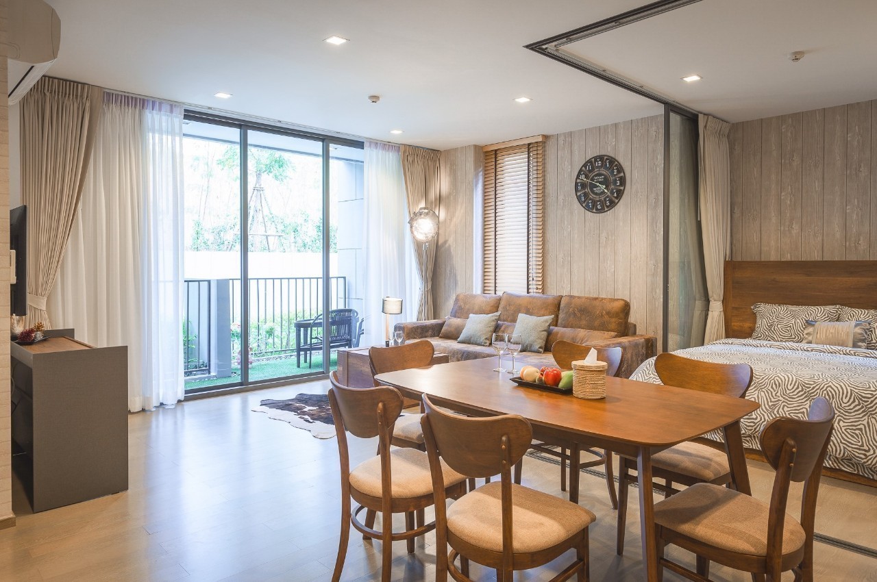ขายคอนโด คอนโด เดอะ วัลลีย์ เขาใหญ่ THE VALLEY KHAOYAI 2 ห้องนอน 2 ห้องน้ำ ชั้น 1 ขนาด 74.72 ตรม อาคาร A วิวสวน+สระว่ายน้ำ