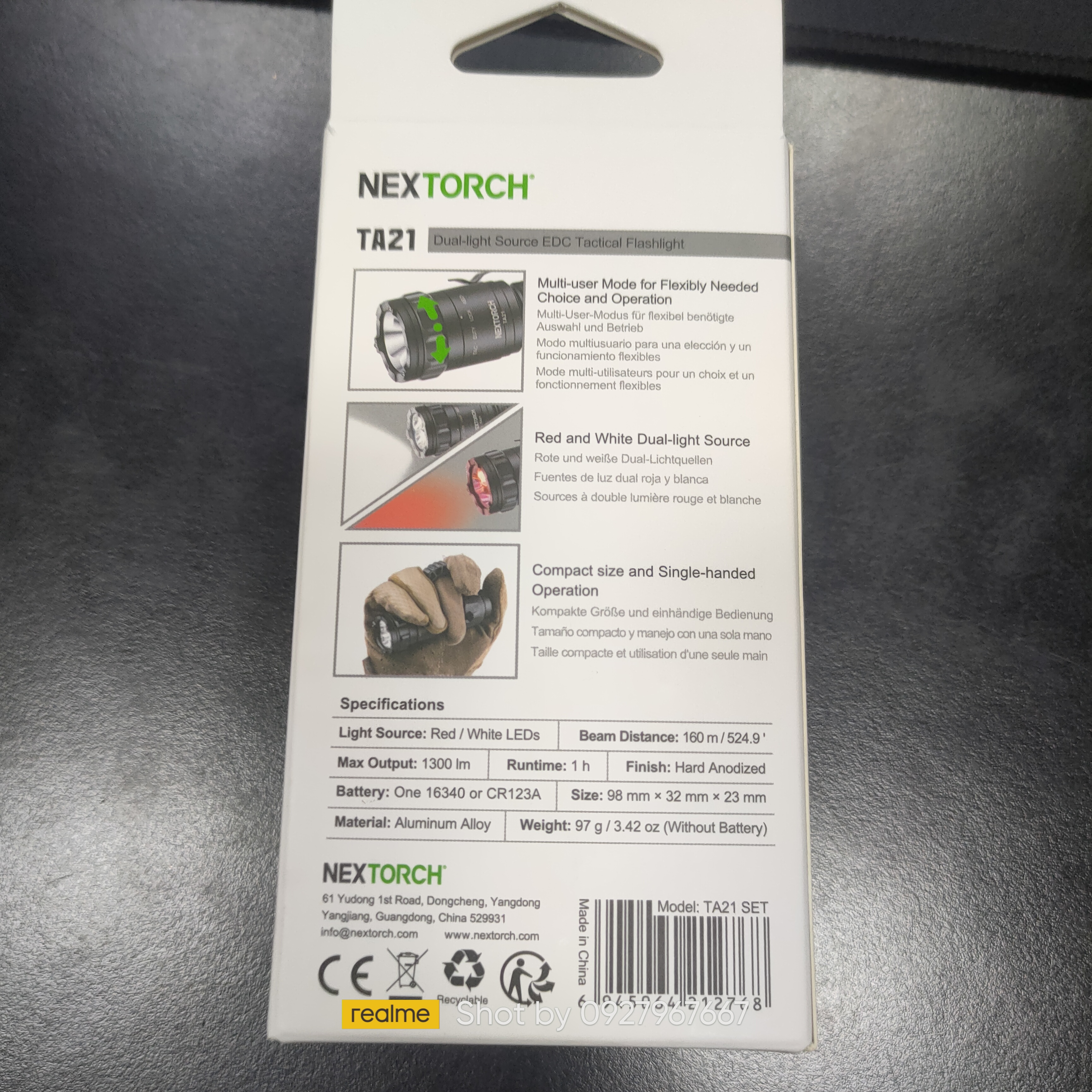 ไฟฉาย NEXTORCH TA21 Pocket Carry Tactical Flashlight Set | Red & White Light