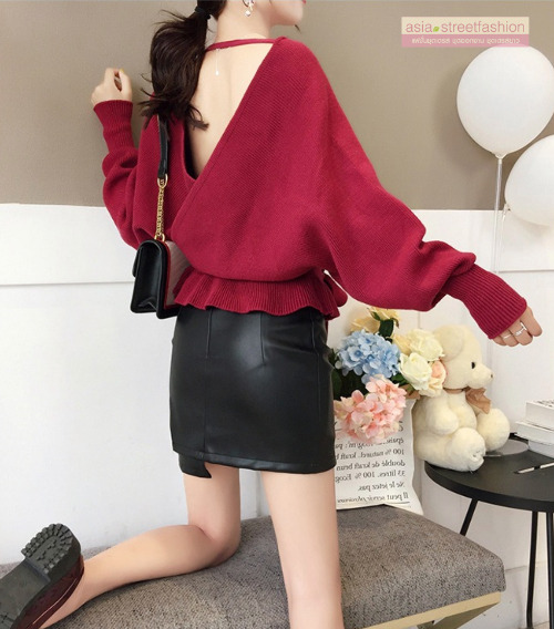 เสื้อไหมพรม ทรงสวย เซ็กซี่ โชว์แผ่นหลัง จั๊มเอว พร้อมส่ง